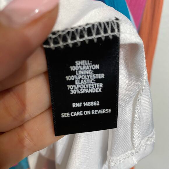 Torrid Multicolor Striped Gauze Midi Strapless Dress Sz 2 - Picture 7 of 14